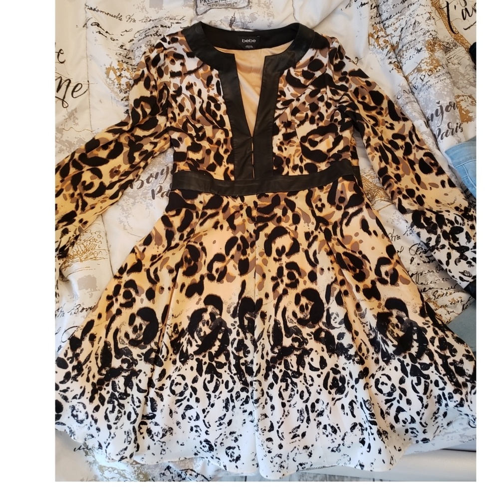 Long sleeve ombre leopard print short dress